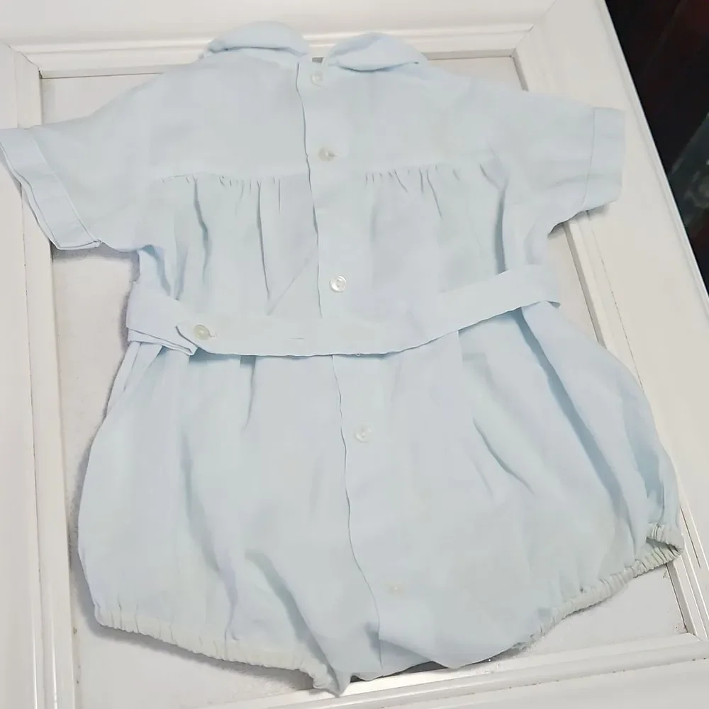 Carriage Boutique Light Blue Baby Romper Size 9 Months